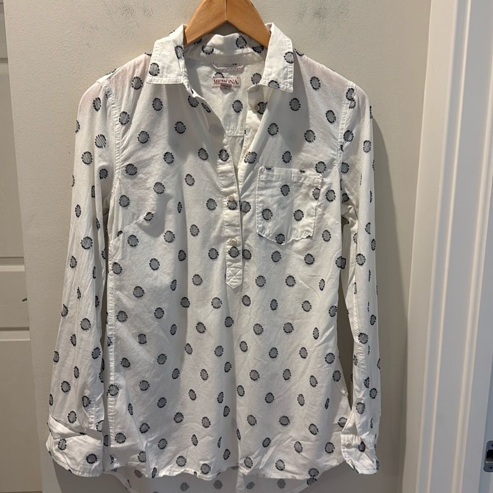 Merona White with black dots Tunic pullover size XS